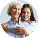 happy caregiver and senior woman