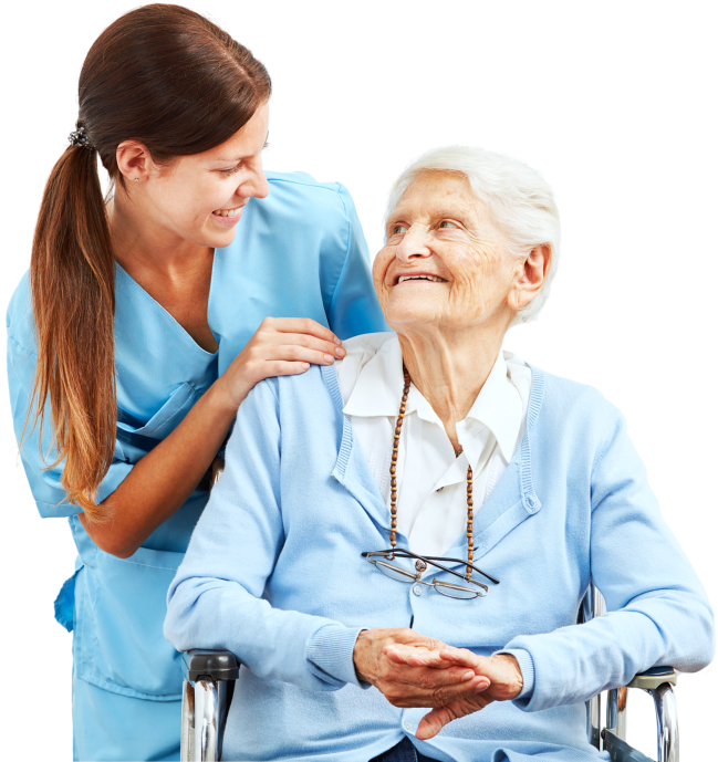 caregiver with a senior woman